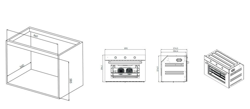 فرن بلت ان كهرباء كوميتل 90 سم 8 وظائف استيل (تركي)