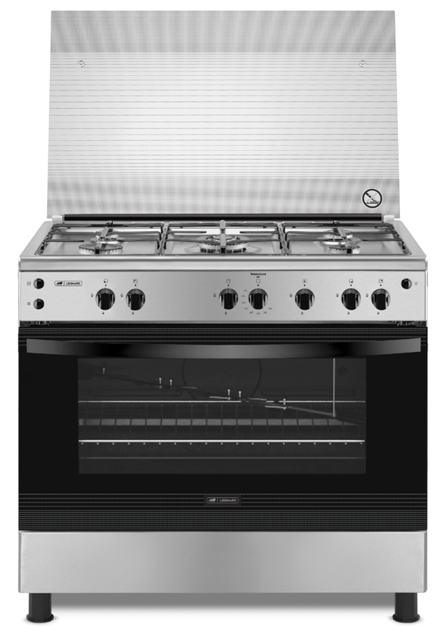 فرن غاز ليونارد 60*90 سطح استيل جانب سلفر