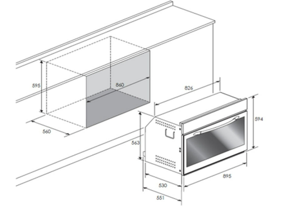 فرن بلت ان كهرباء كلفنيتور 90 سم 110 لتر استيل