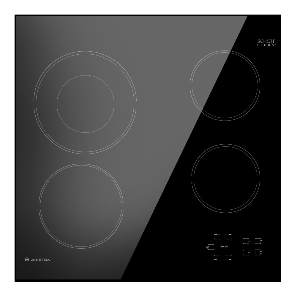 سطح بلت ان كهرباء اريستون سيراميك 4عيون 60سم اسود (ايطالي)