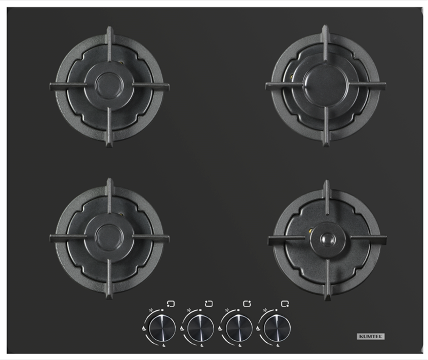 سطح بلت ان غاز كوميتل 4 عيون 62 سم اسود زجاجى (تركي) شبك عريض