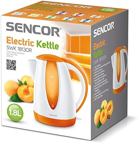 غلاية مياة كهربائية سينكور 1.8 لتر 2.200واط ابيض في برتقالي