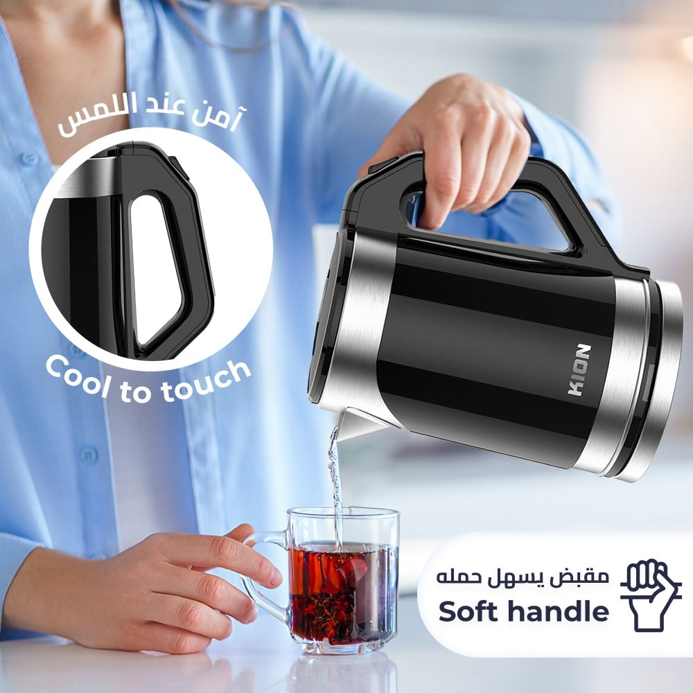 غلاية مياة كيون 1.8 لتر 1.500 واط ستانلس استيل