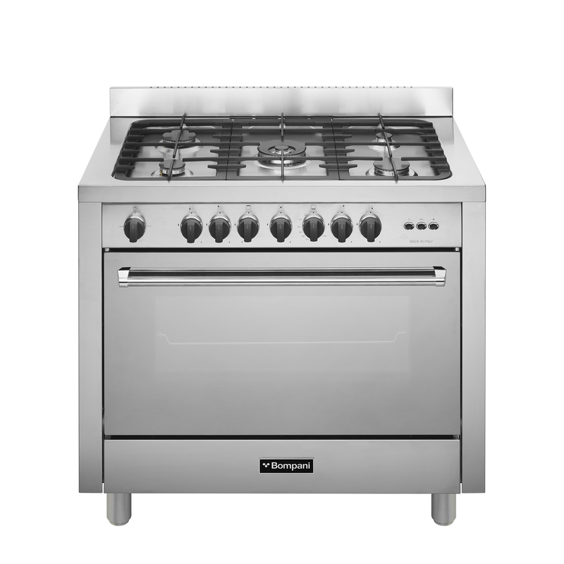 فرن غاز بومباني 5 عيون 100*60 سطح استيل ايطالي