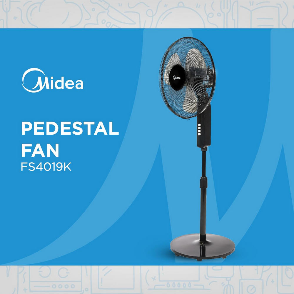 مروحة عامودية مايديا 3 سرعات 50 واط اسود