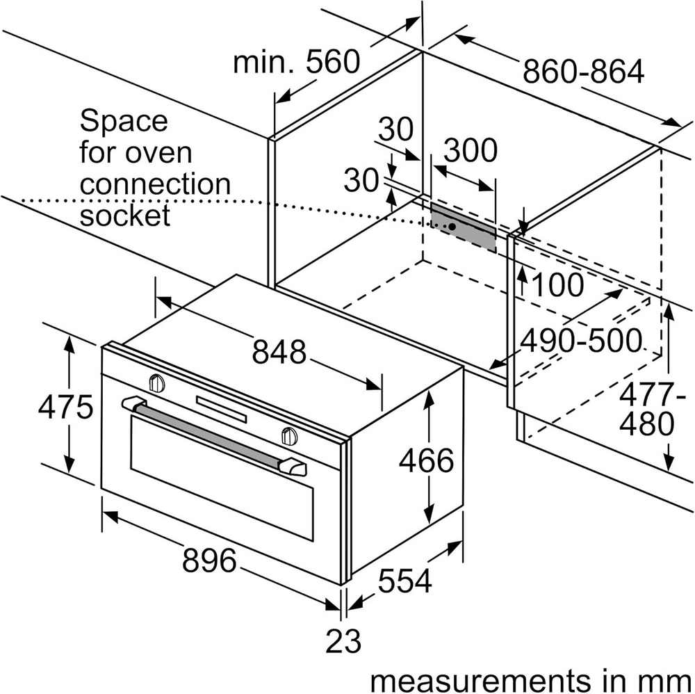 فرن بلت ان كهرباء بوش 90 سم مع مروحة استيل (ايطالي)