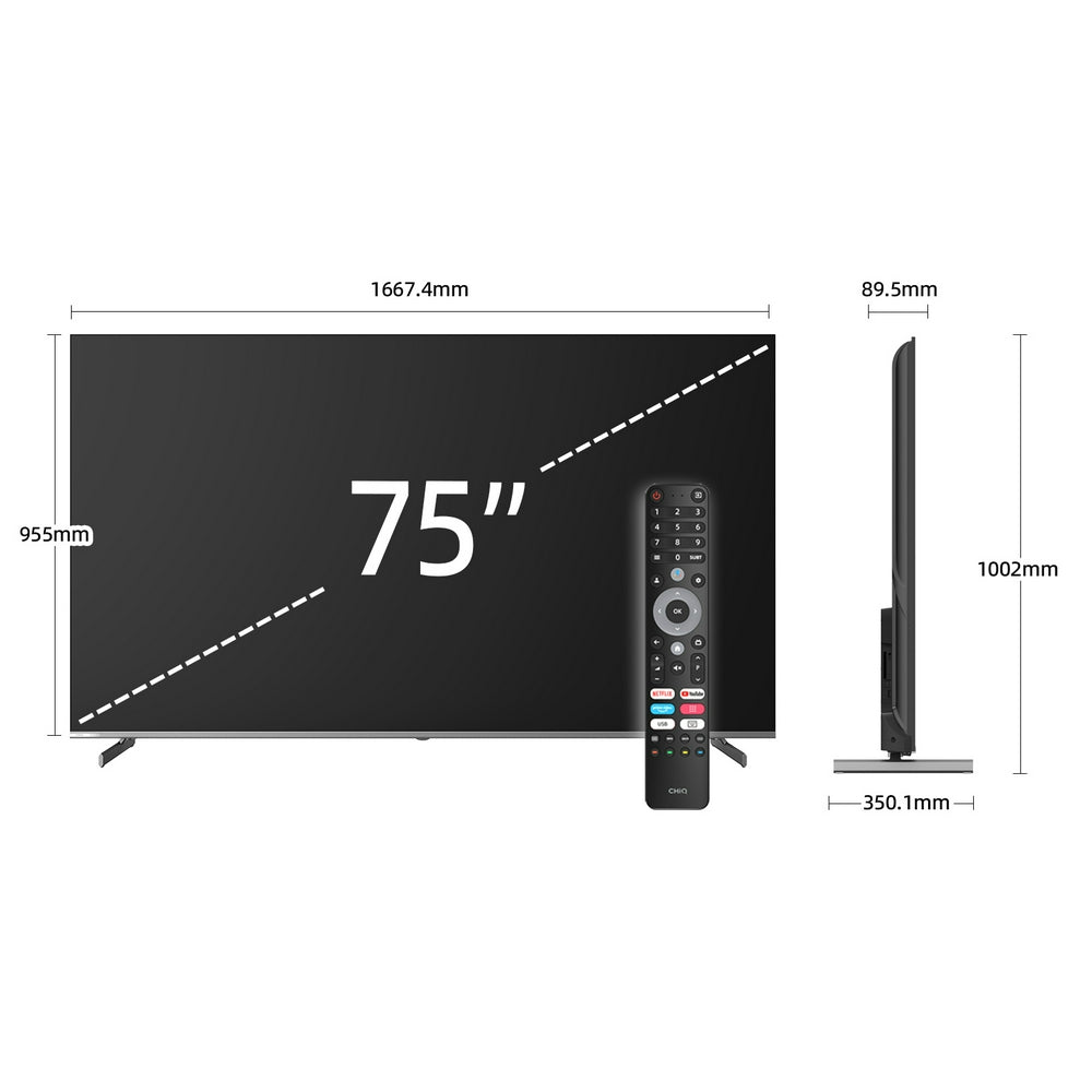 شاشة سمارت تشيك 75 بوصة اوامر صوتية 4K -GOOGLE TV-QLED