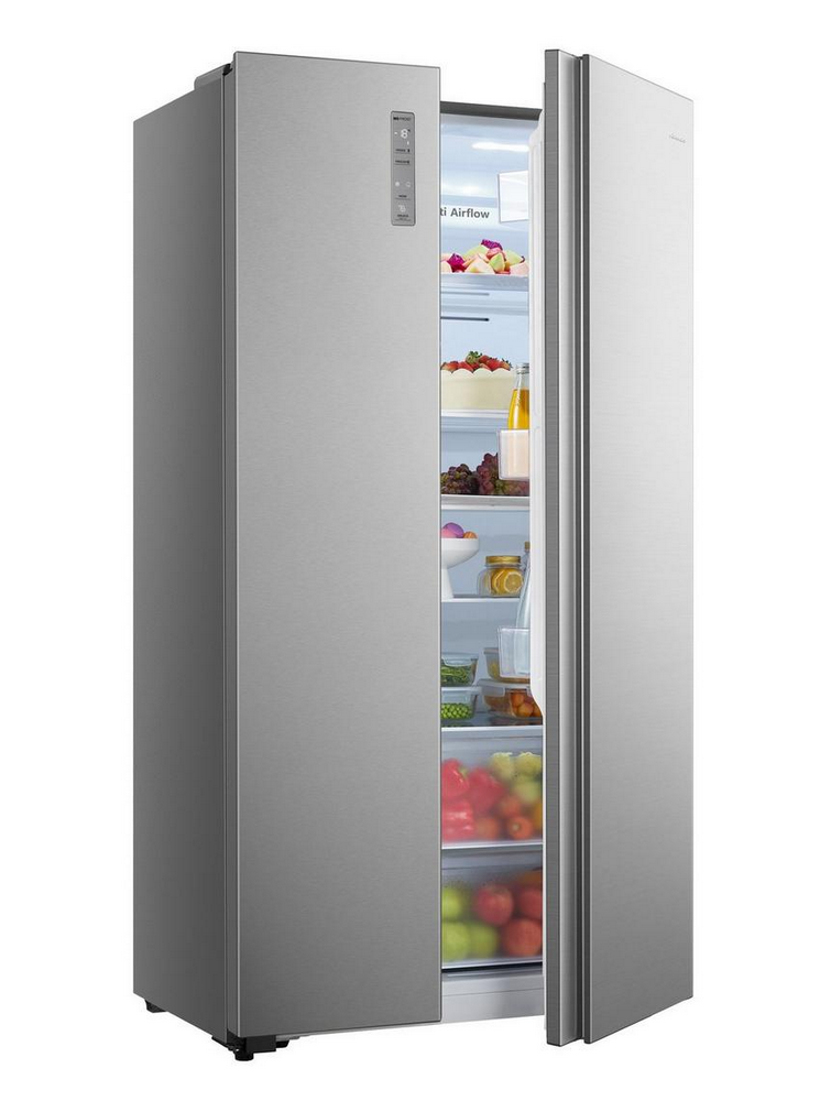 ثلاجة دولابي هايسنس سعة الثلاجة 11.8 قدم المجمد 6.1 قدم استيل