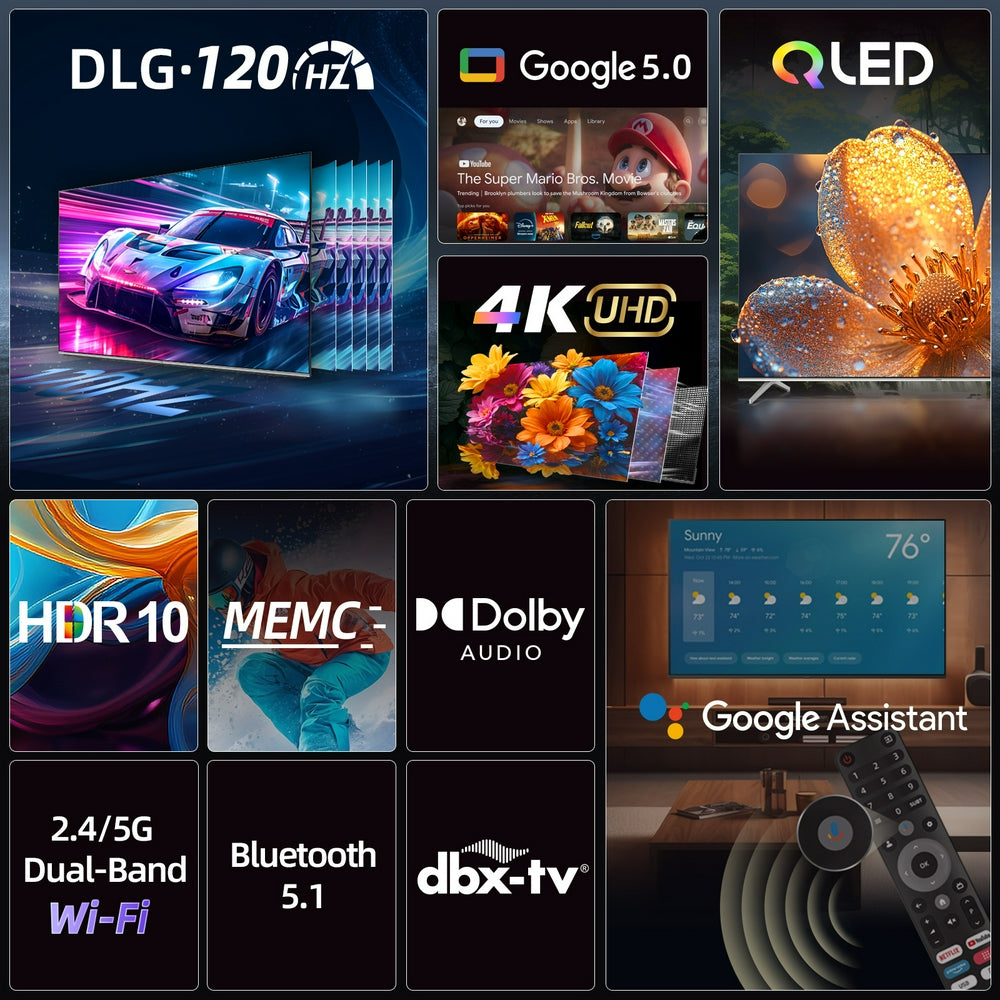 شاشة سمارت تشيك 85 بوصة اوامر صوتية 4K -GOOGLE TV-QLED