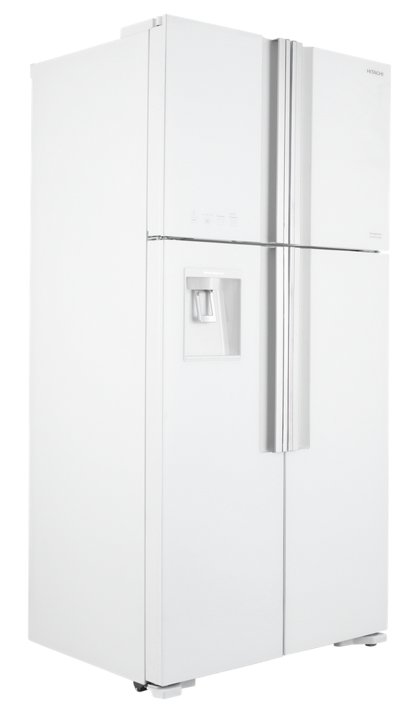 ثلاجة دولابي هيتاشي سعة الثلاجة 14 قدم المجمد 5.1 قدم زجاجي ابيض