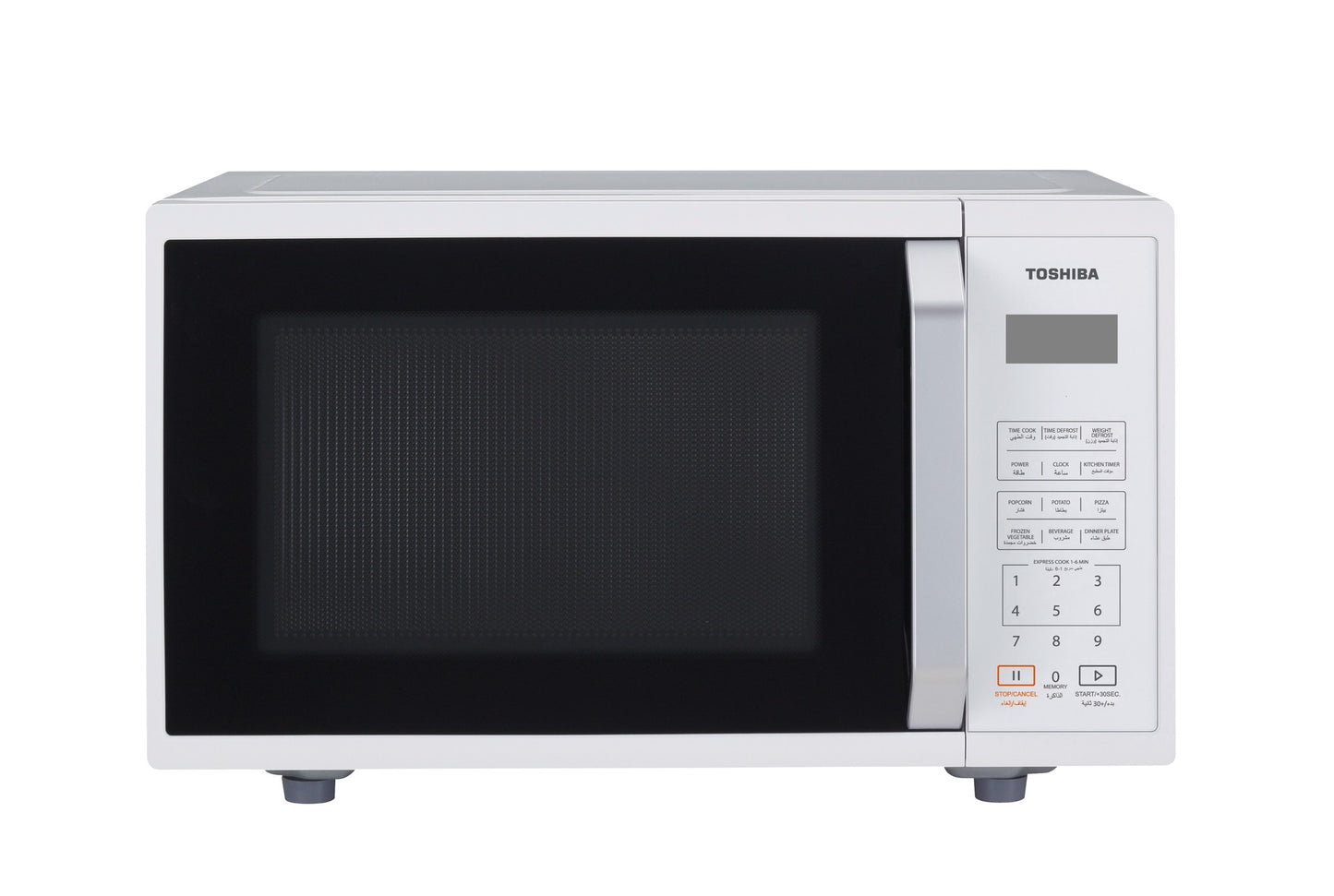 ميكرويف توشيبا تحكم ديجيتال 23 لتر 8 برامج 1250 واط ابيض
