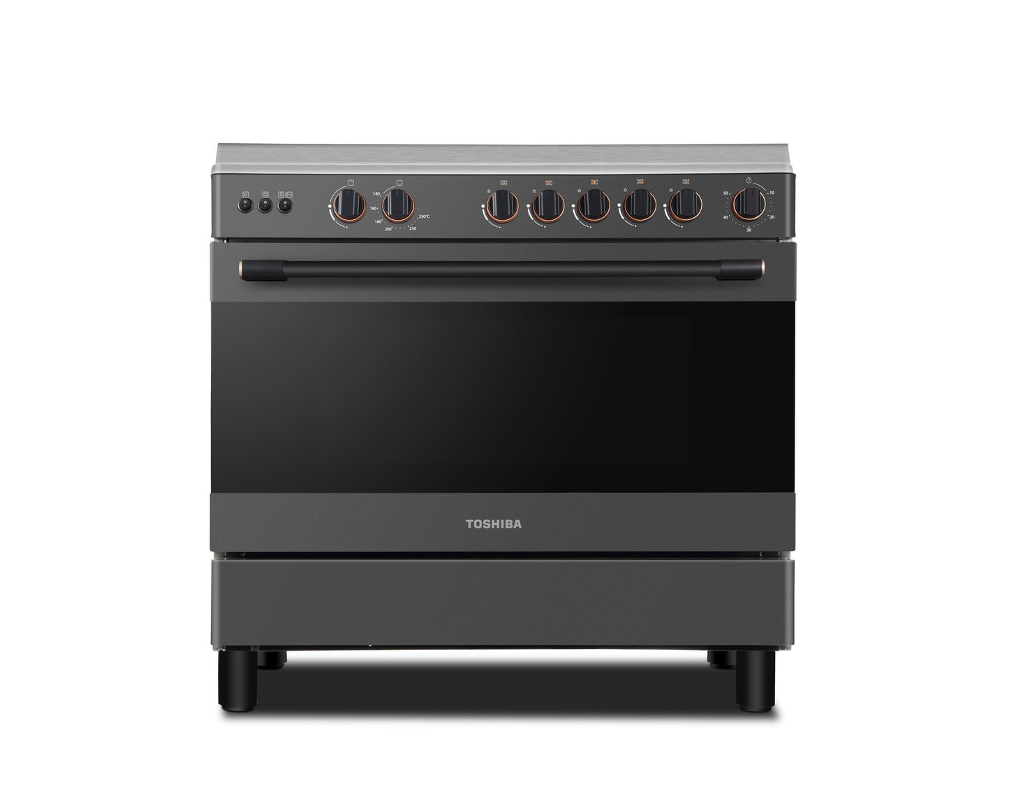 فرن غاز توشيبا 5 عيون 60×90 شبك عريض اسود سطح استيل