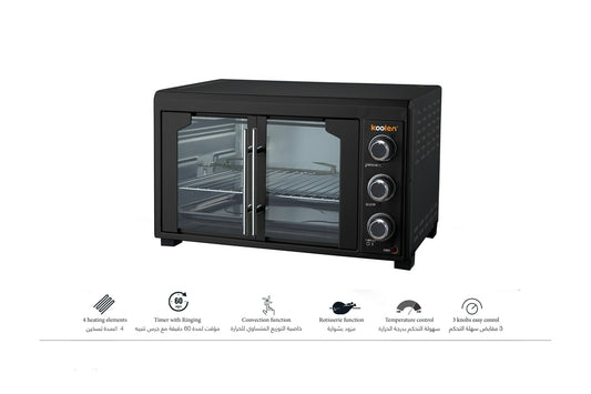 فرن كهربائي كولين 45 لتر 2.000 واط 2 باب اسود