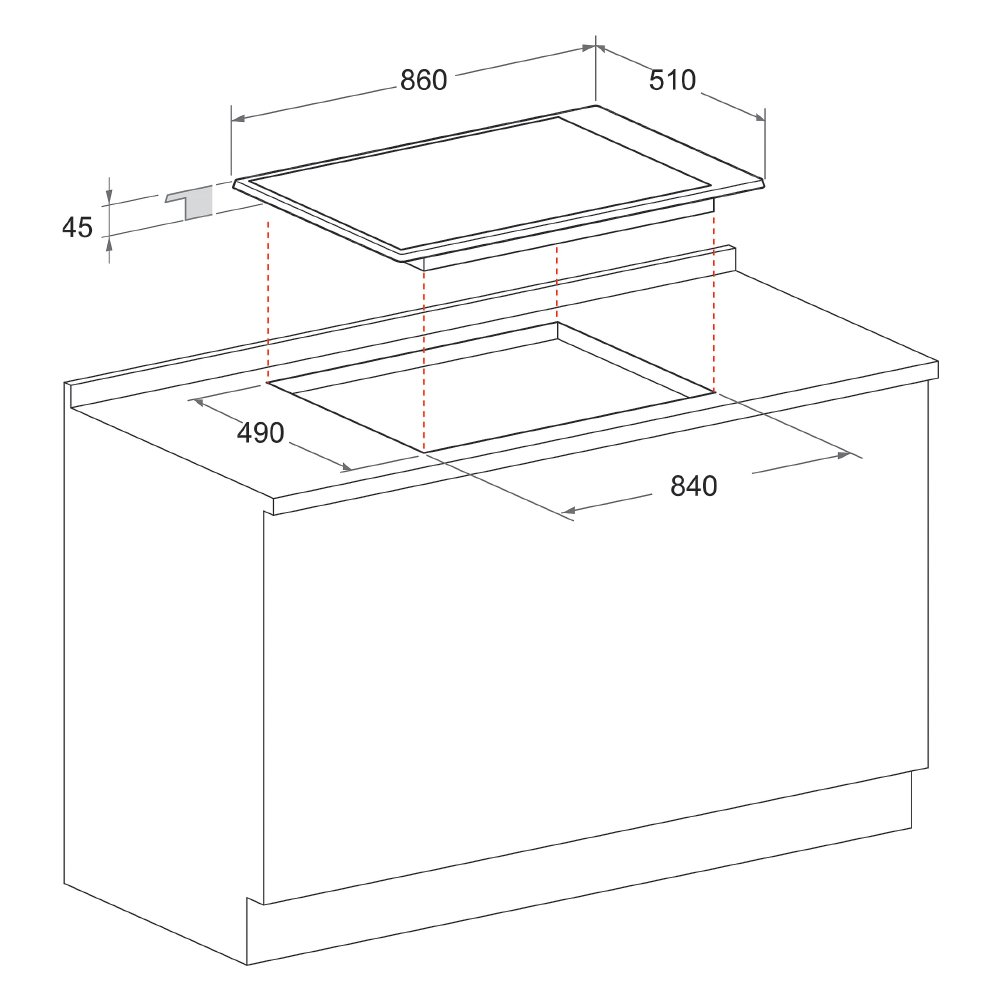 سطح بلت ان غاز اريستون 6عيون 90سم استيل (ايطالي)