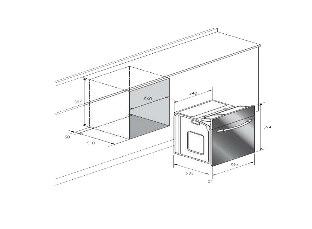 فرن بلت ان غاز كلفنيتور 60 سم 61 لتر شواية غاز امان استيل