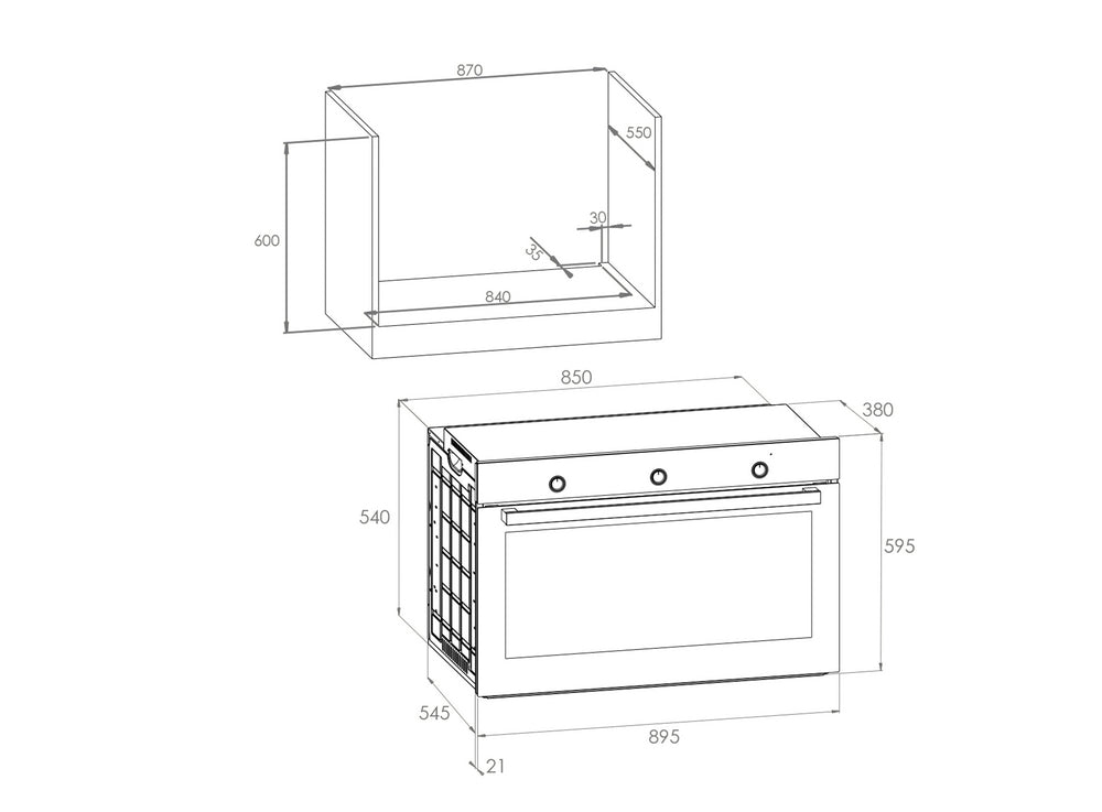 فرن بلت ان كهرباء اوسكار 90سم 8وظائف مع مروحة (تركي)