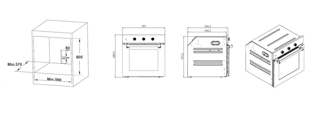 فرن بلت ان كهرباء كومتيل 60سم 8 وظائف استيل (تركي)