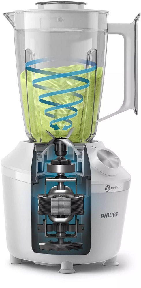 خلاط فيليبس 1.25 لتر 600 واط مع مطحنة تقنية Pro Blend - ابيض