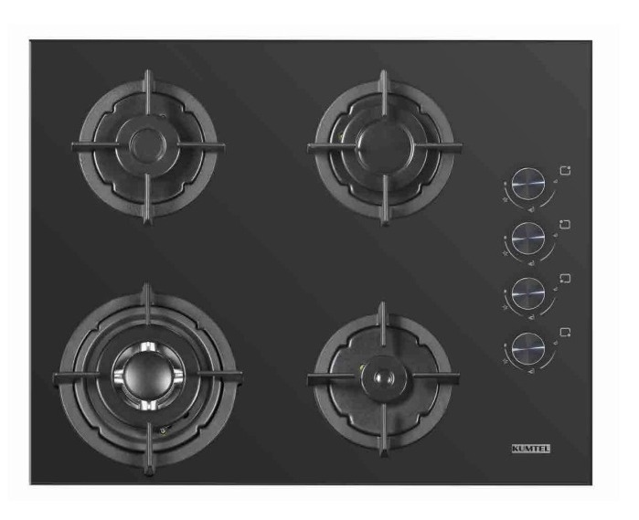 سطح بلت ان غاز كومتيل 4 عيون 65 سم اسود زجاجى (تركي)