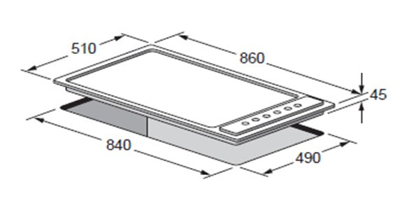 سطح بلت ان 4 عيون غاز + 2 كهرباء كلفنيتور 90سم استيل