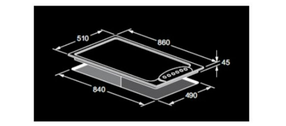 سطح بلت ان كلفنيتور 3 عيون غاز + 2عين كهرباء سيراميك 90 سم استيل (شبك عريض)