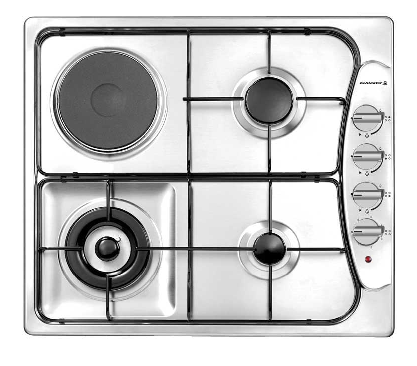 سطح بلت ان كلفنيتور 3 عيون غاز + 1عين كهرباء حجر 60 سم استيل