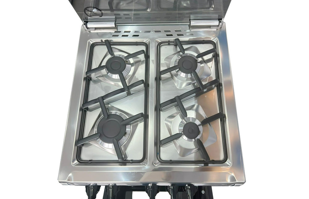 فرن غاز رسلان 4 عيون 60×60 سلفر وش استيل امان كامل