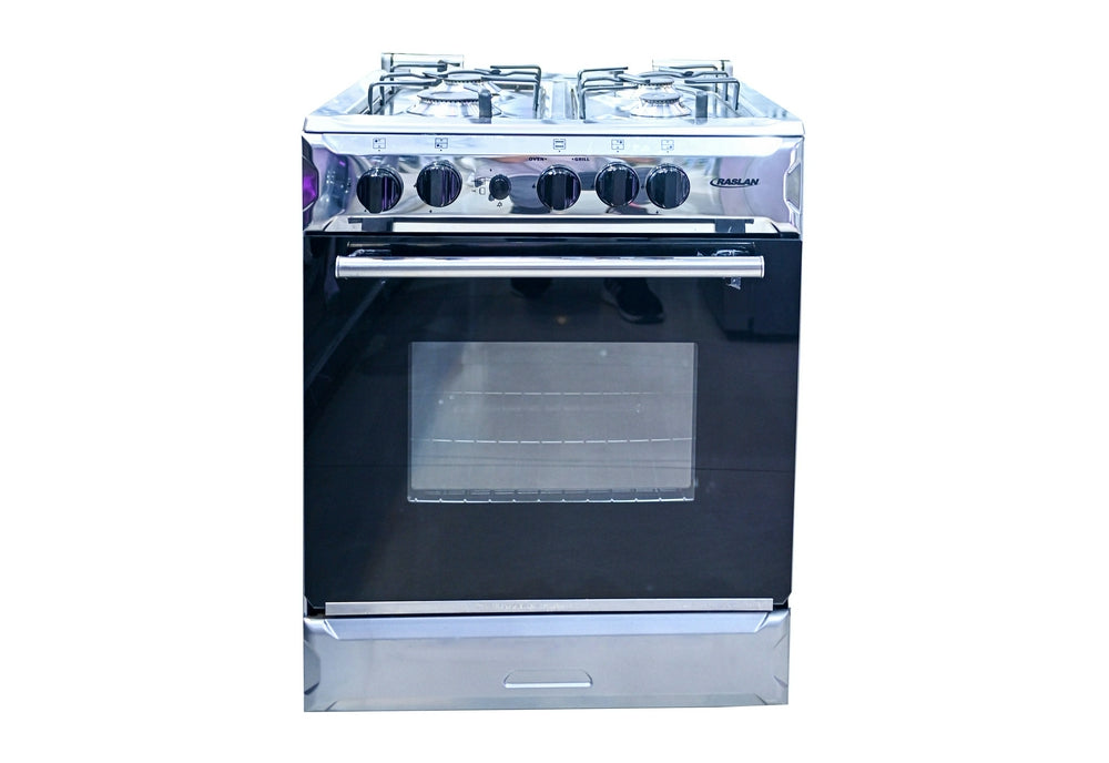 فرن غاز رسلان 4 عيون 60×60 سلفر وش استيل امان كامل