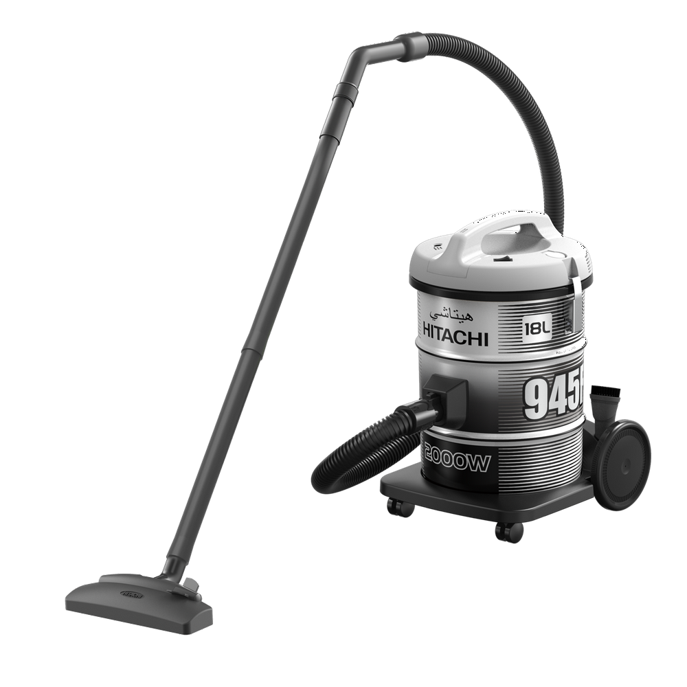 مكنسة برميل هيتاشي 18 لتر 2000واط (فضي)