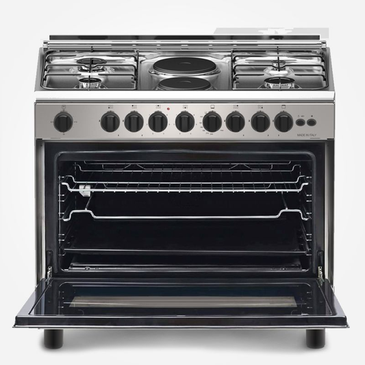 فرن  4 عيون غاز + 2 كهرباء بومباني 60×90 استيل امان