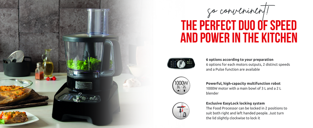 محضر طعام مولينكس 2 سرعات 1000 واط اسود ( دوبل فورس )