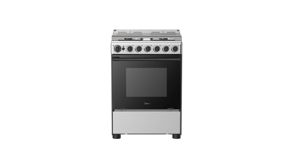 فرن غاز ميديا 4 عيون 60×60 سطح استيل جوانب سلفر