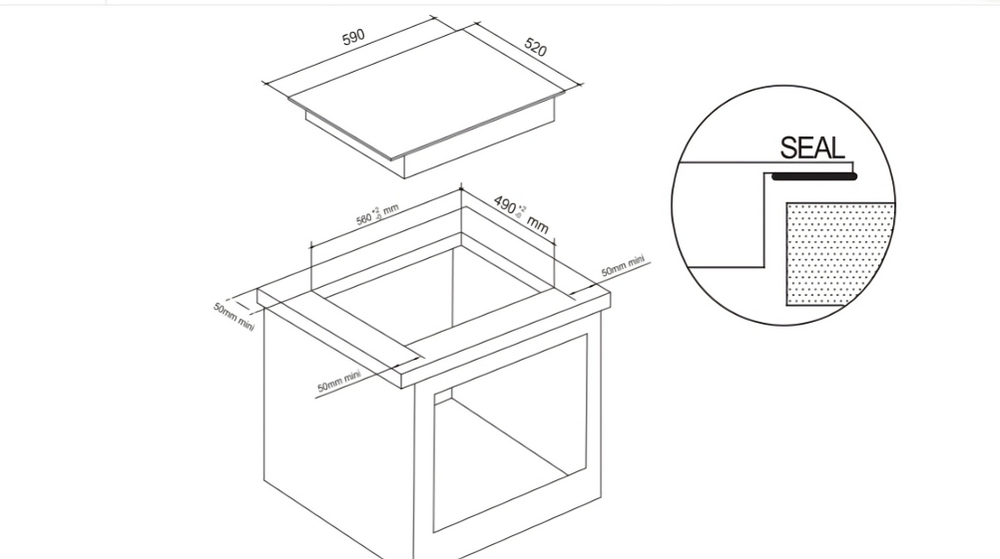 سطح بلت ان كهرباء ميديا 4عين 60سم سيراميك اسود