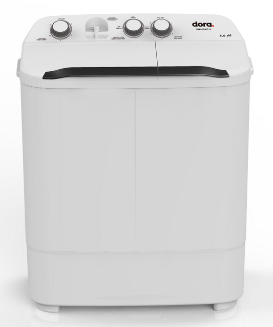 غسالة حوضين دورا اليجانت 6 كيلو ابيض