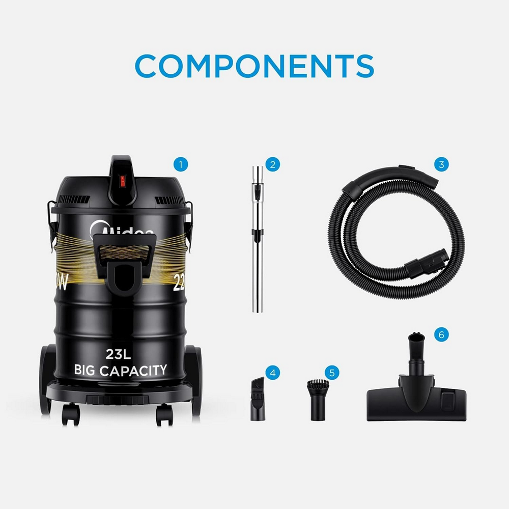 مكنسة برميل مايديا 23 لتر 2200 واط اسود