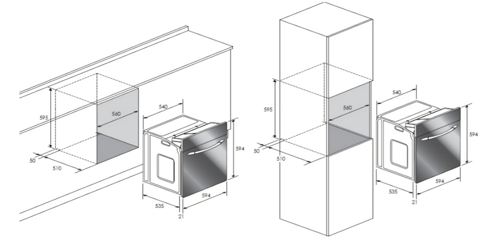 فرن بلت ان كهرباء كلفنيتور60 سم - 9وظائف 61 لتر اسود (ايطالي)