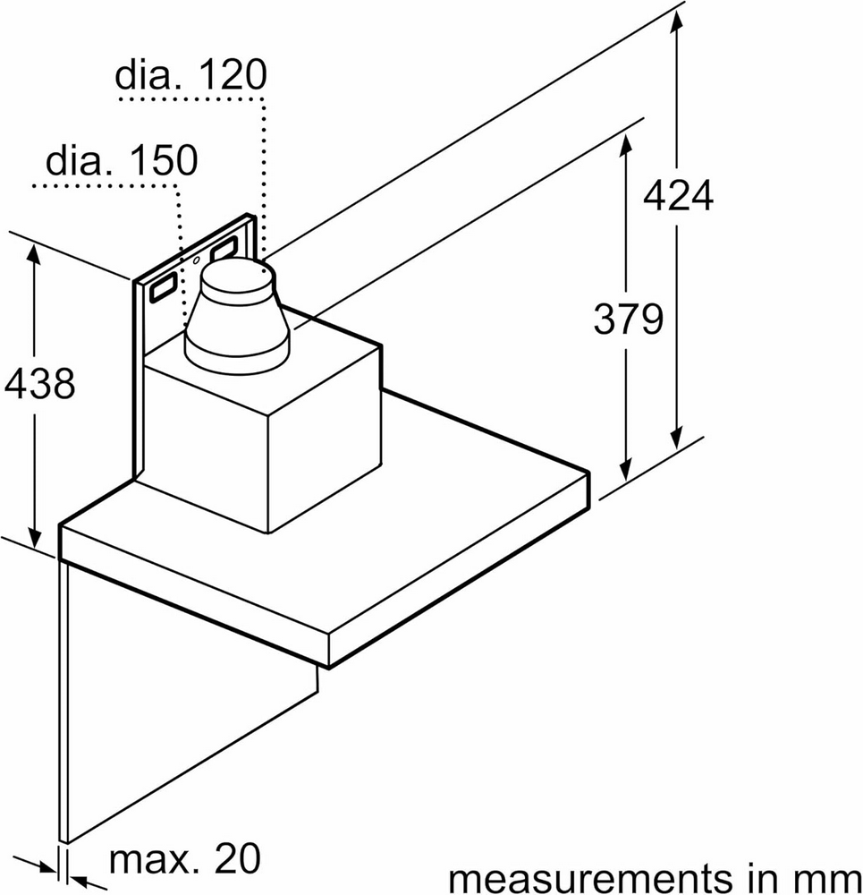 شفاط بلت ان بوش 60 سم استيل (الماني) T.BOX