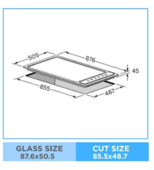 سطح بلت ان كهرباء كلفنيتور 90 سم 5 عيون سيراميك التحكم بالمس
