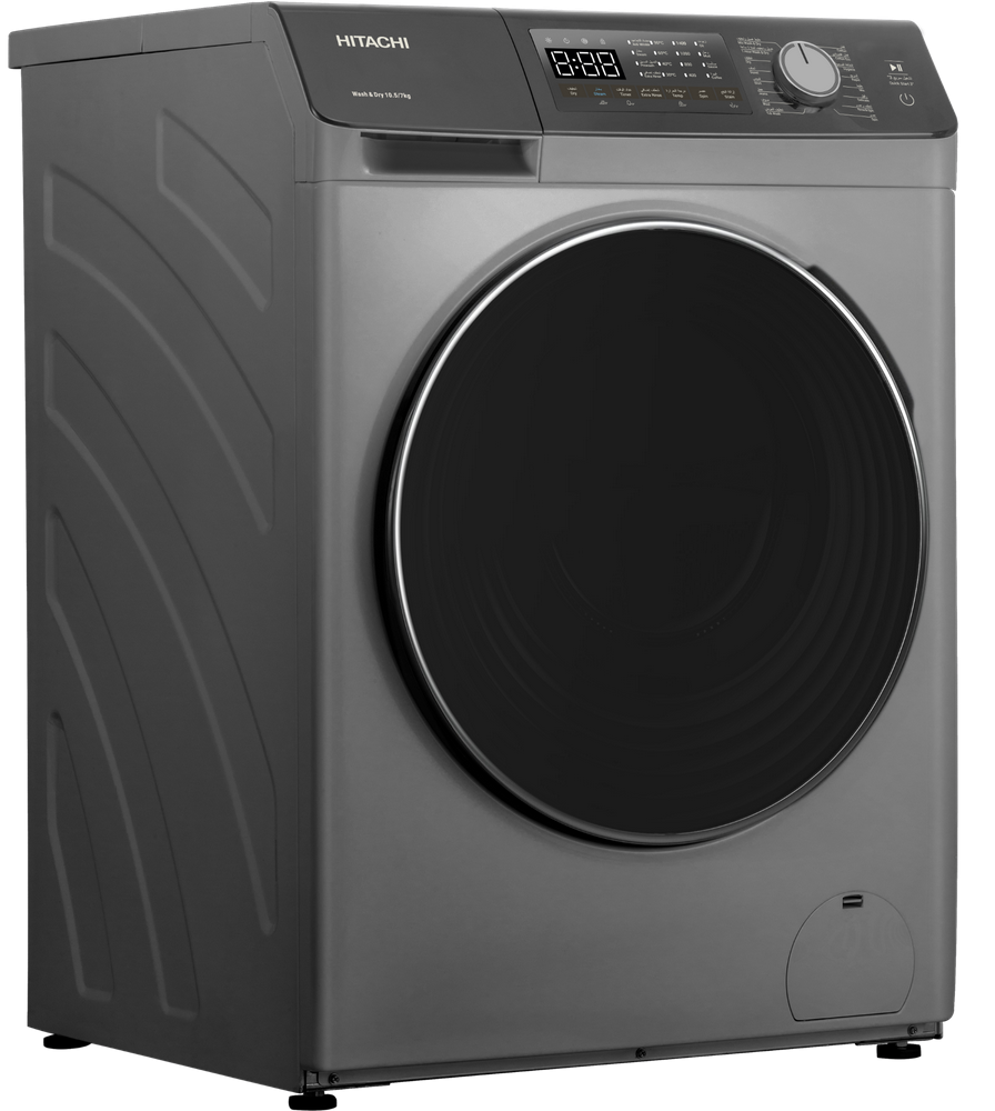 غسالة اوتوماتيك فتحة امامية هيتاشي 10.5ك غسيل 7ك تنشيف انفرتر (رمادي داكن)