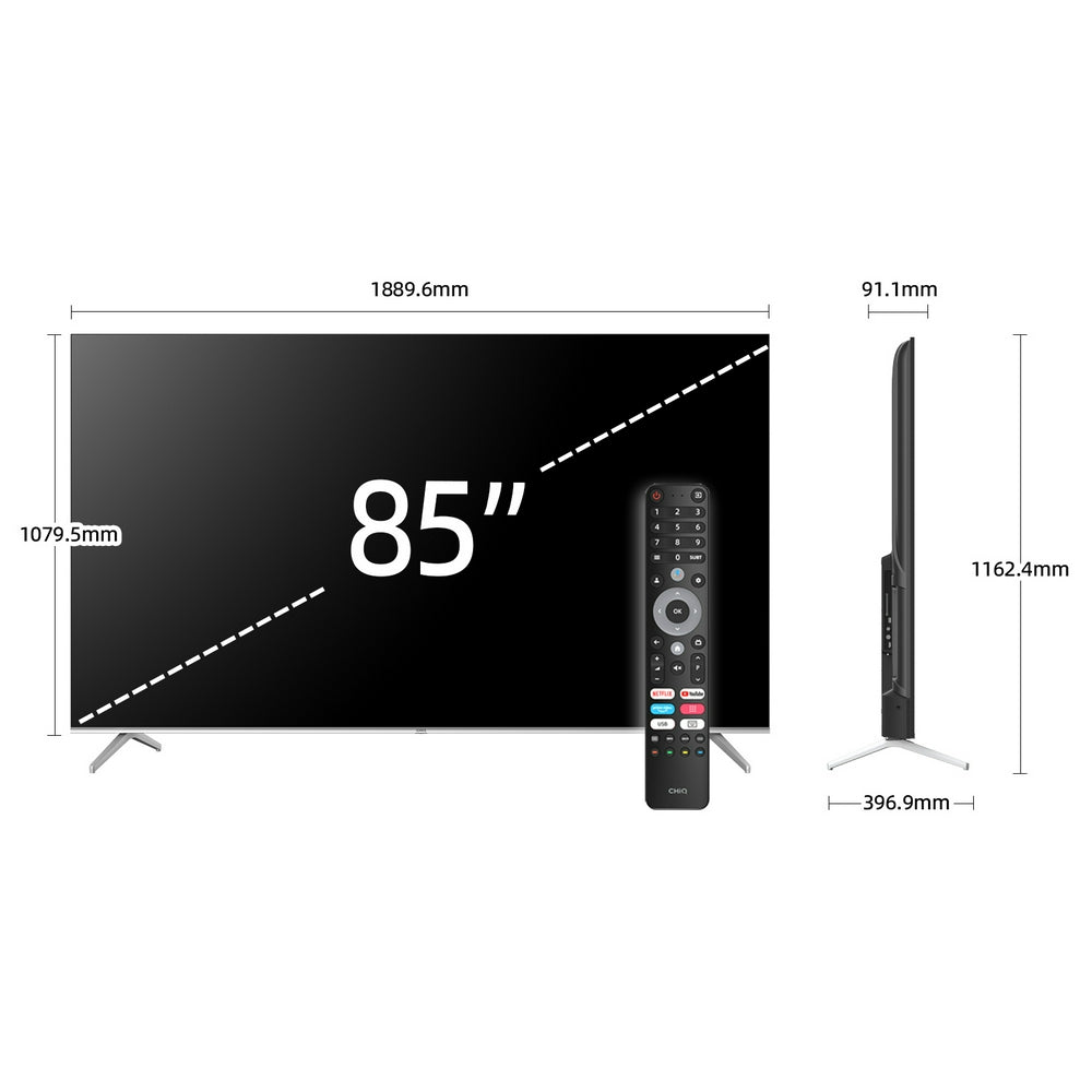 شاشة سمارت تشيك 85 بوصة اوامر صوتية 4K -GOOGLE TV-QLED