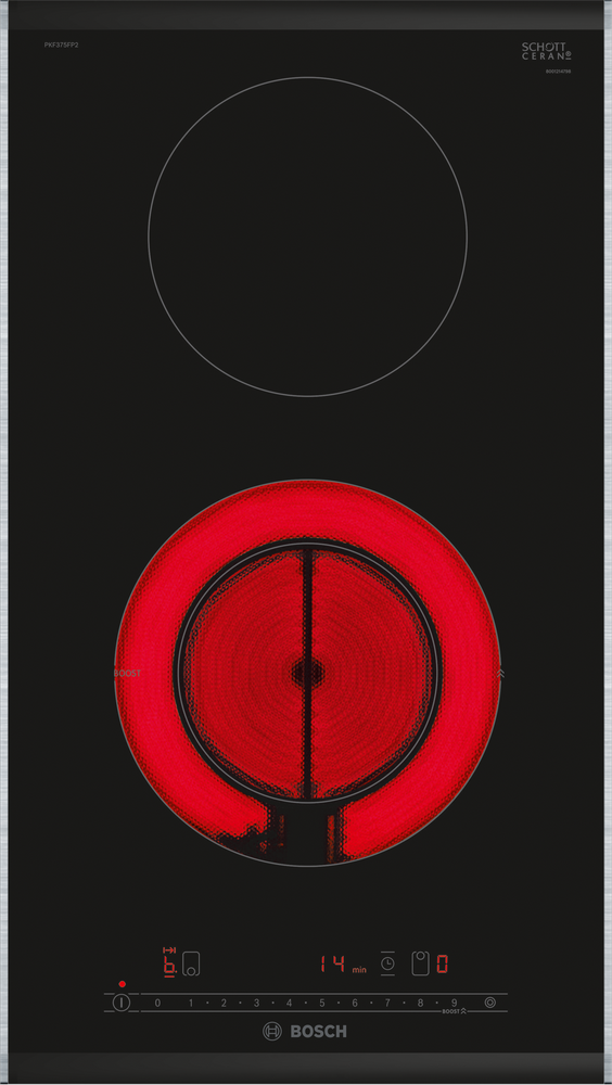سطح بلت ان كهرباء بوش 2 عين سيراميك 30سم التحكم بالمس اسود (اسباني)