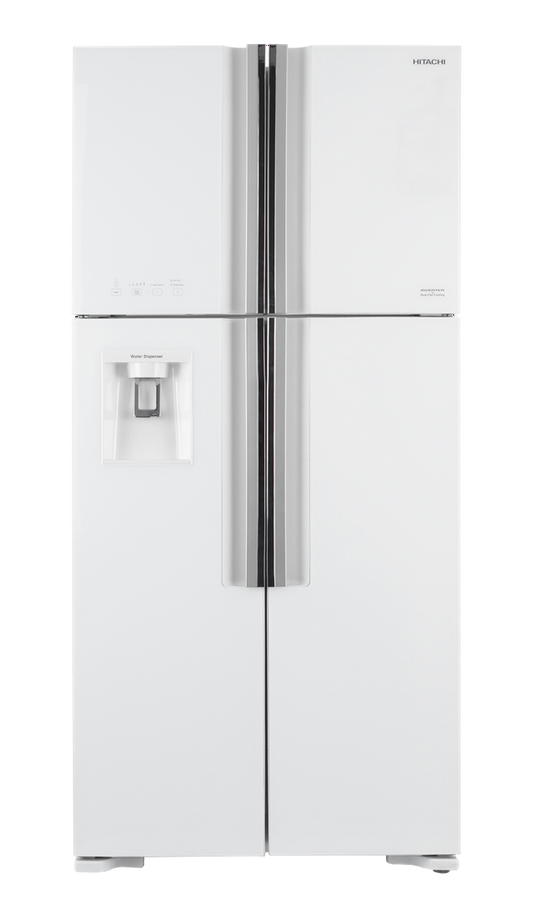 ثلاجة دولابي هيتاشي سعة الثلاجة 14 قدم المجمد 5.1 قدم زجاجي ابيض