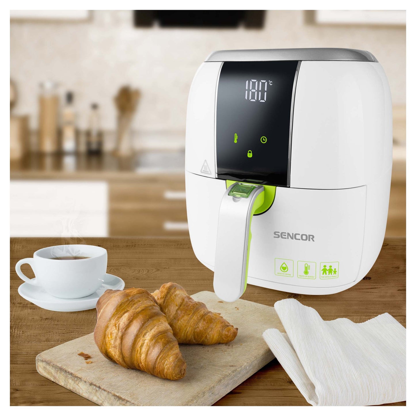 قلاية هوائية سينكور 6 برامج  3 لتر 1.400 واط ابيض