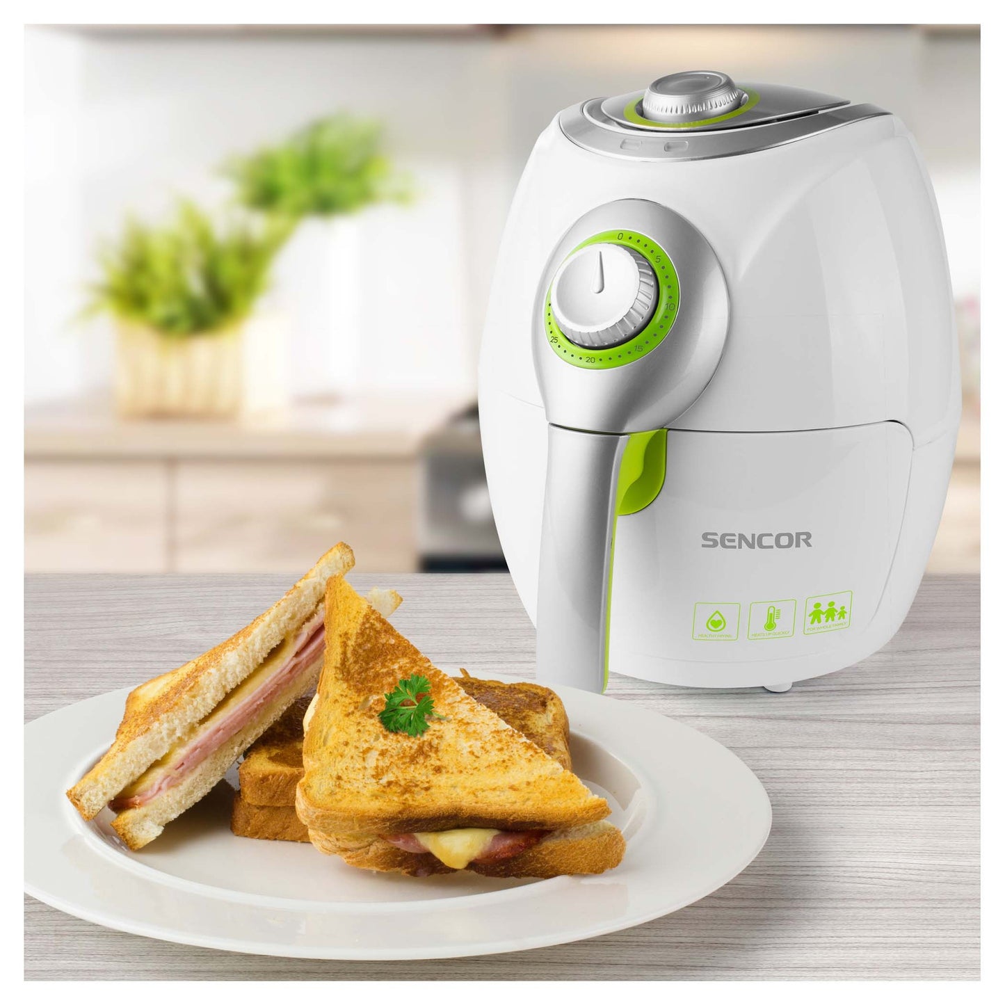 قلاية هوائية سينكور 2.6 لتر 1.500 واط ابيض × اخضر