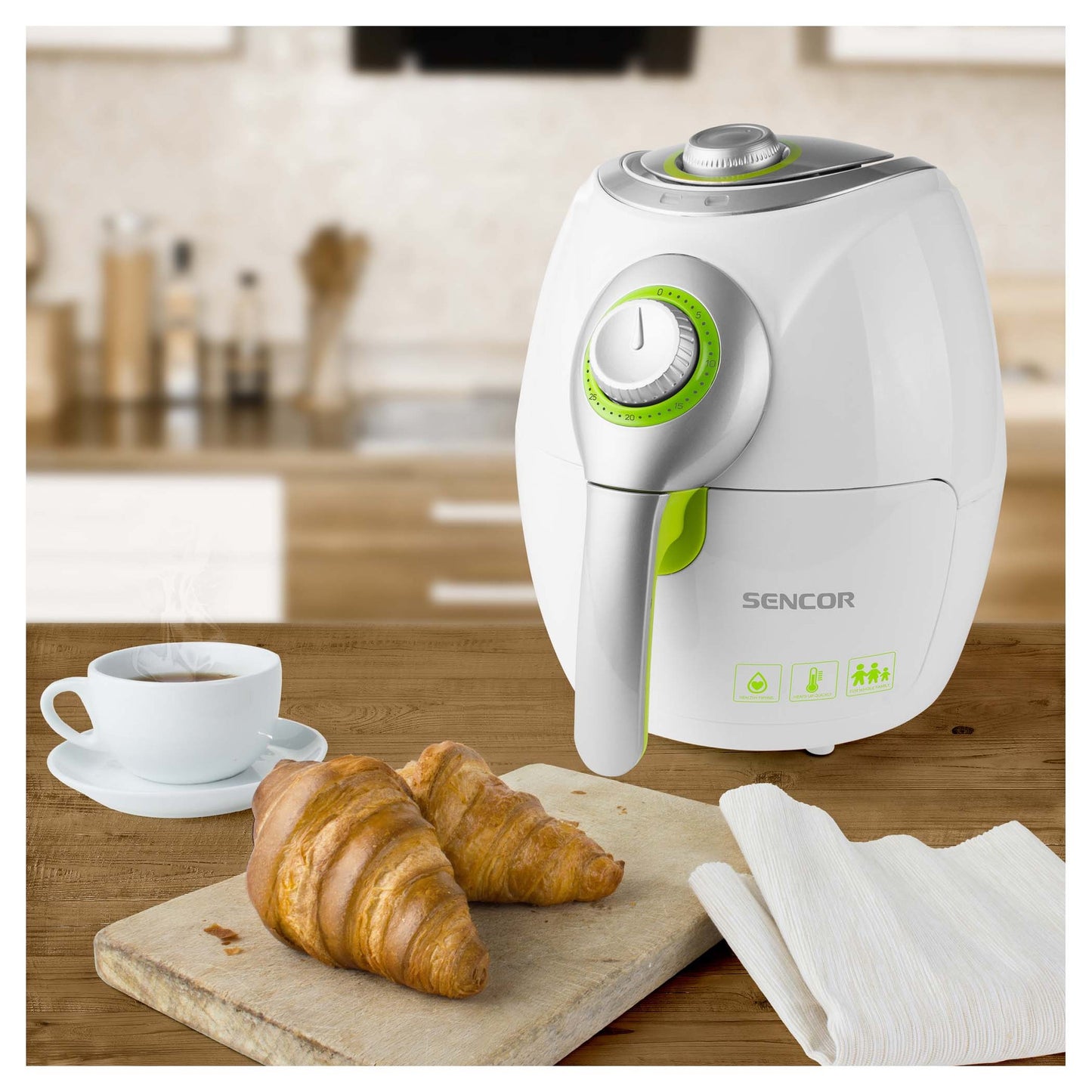 قلاية هوائية سينكور 2.6 لتر 1.500 واط ابيض × اخضر