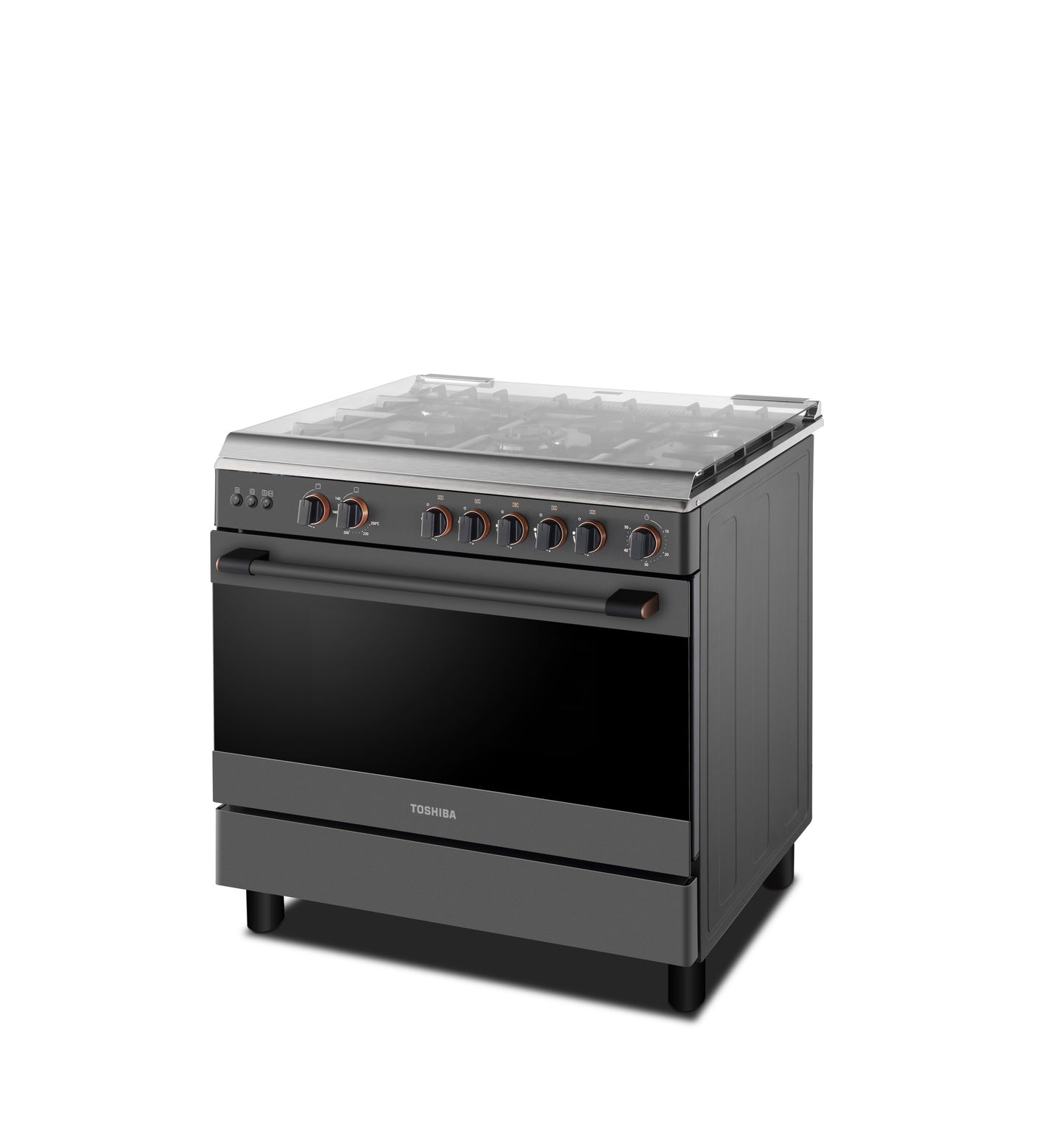 فرن غاز توشيبا 5 عيون 60×90 شبك عريض اسود سطح استيل