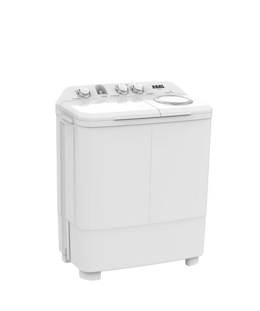 غسالة حوضين هاس 7 كيلو ابيض